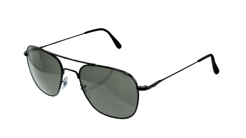 AO Original Pilot Sunglasses, Black, Wire Spatula, Gray Glass Lens, 57mm B-TCG-WS-57