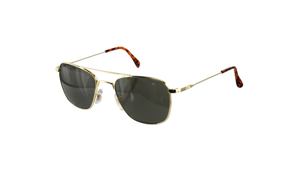 AO Original Pilot Sunglasses, Gold, Wire Spatula, CC Gray Poly Lens, 52mm, Polarized G-PCCP-WS-52