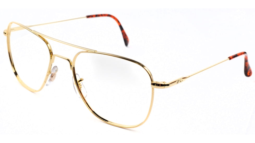 AO Flight Gear Pilot Series Sunglasses Frame, No Lens, Gold, Wire Spatula, 55mm Lens G-WS-55 