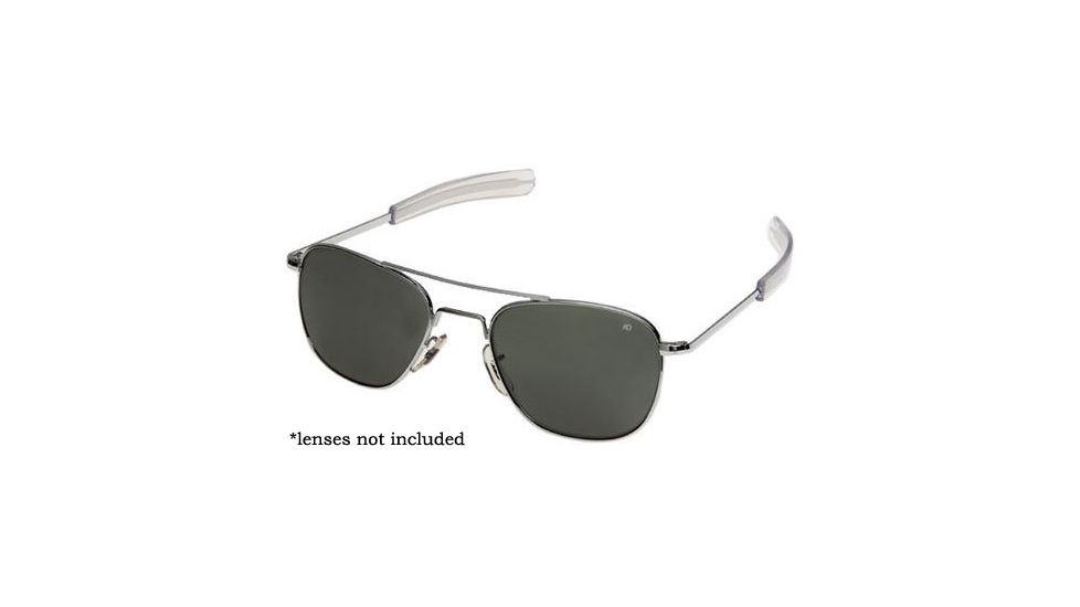 AO Flight Gear Pilot Series Sunglasses Frame, No Lens, Silver, Bayonet, 52mm Lens S-BNT-52