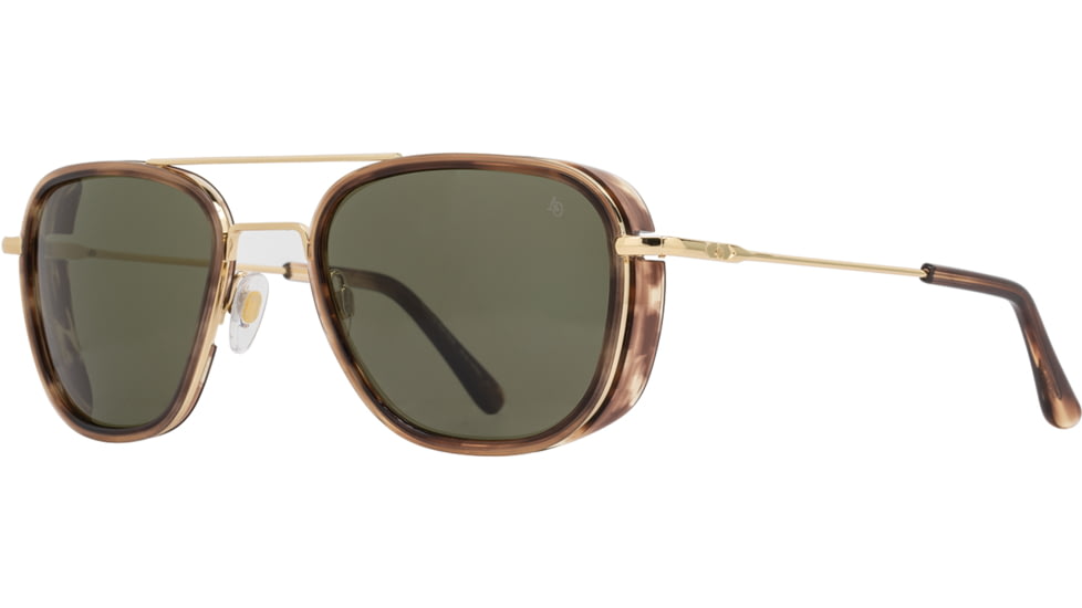 AO Flynn Sunglasses - Mens, Gold Teak, Calobar Green AOLite Nylon Lenses, Gold Teak / Calobar Green Lens, 55-22-145, FLN255STTKGNN