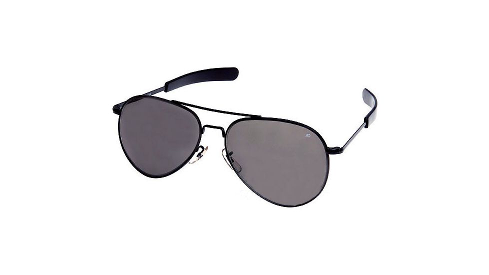 American Optical Flight Gear General Series Sunglasses Black Frame True Color Gray Glass Lens Bayonet Temples