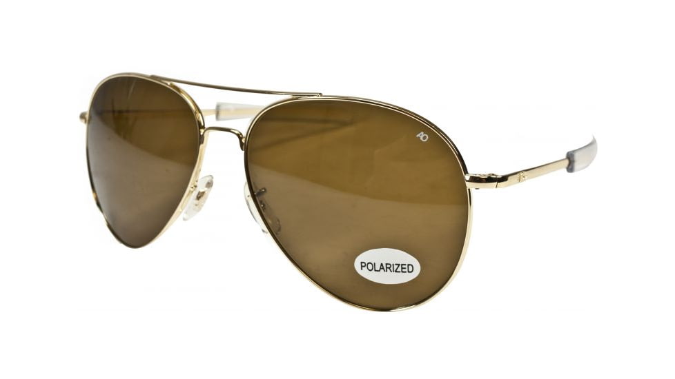 AO General Sunglasses, Gold, Bayonet, Brown Glass Lenses, 58mm, Polarized G-CBPG-BNT-58
