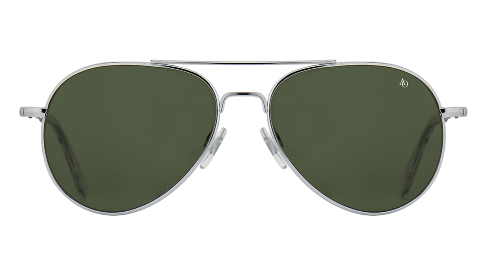 AO General Sunglasses, Silver, Calobar Green SkyMaster Glass Lenses, 58-14-145 B52.5, GEN258STSMGNG