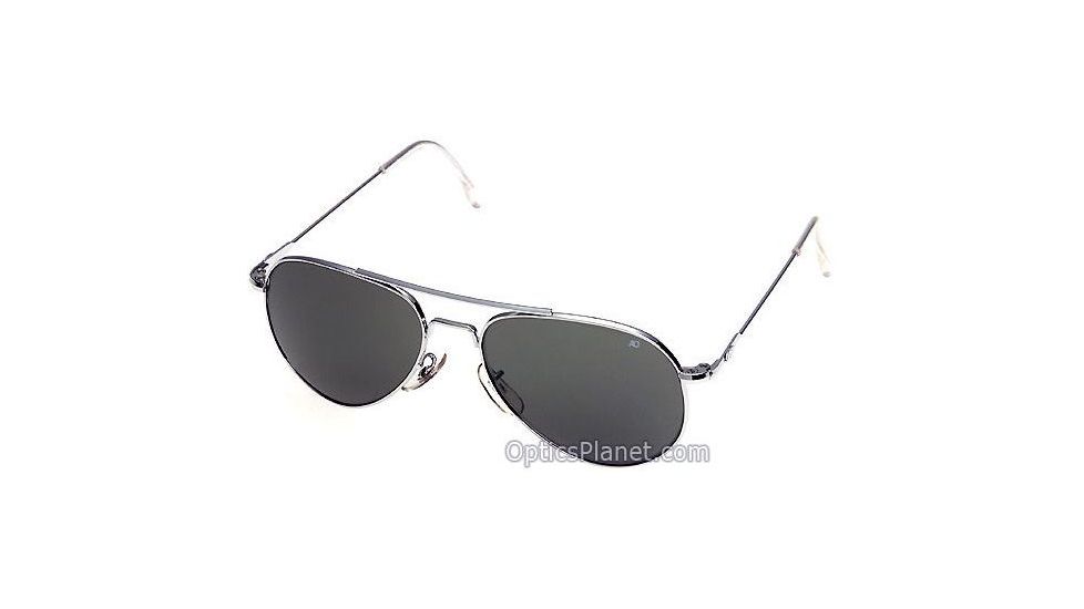AO General Sunglasses, Silver, Wire Spatula, Grey Glass Lenses, 52mm, Polarized S-TCGPG-WS-52