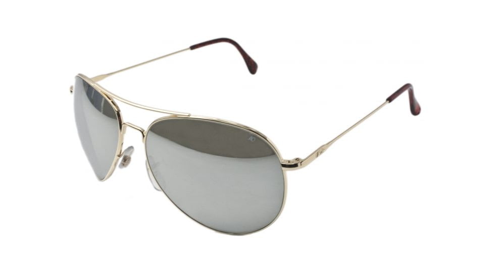 AO II 8-Base Sunglasses, Gold, Comfort Cable, Silver Mirror Lens, 52mm, Small G-SMP-CC-52