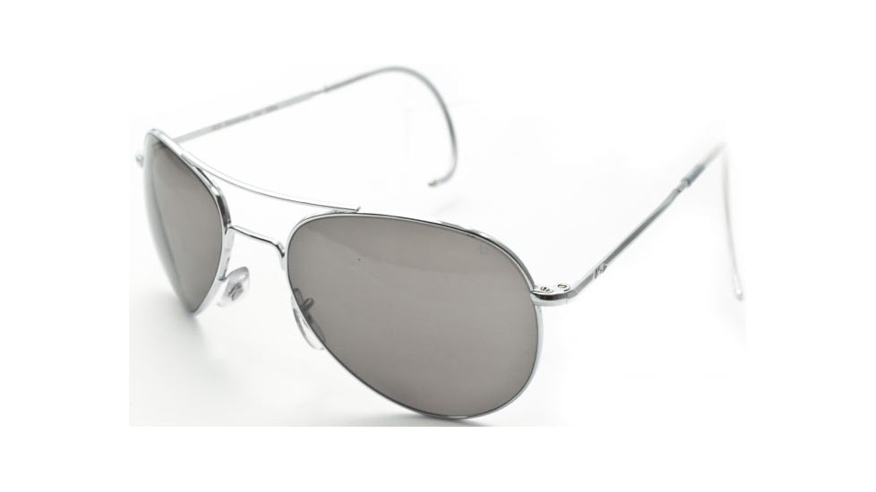 AO II 8-Base Sunglasses, Silver, Comfort Cable, Gray Poly Lens, 58mm, Large S-CCP-CC-58