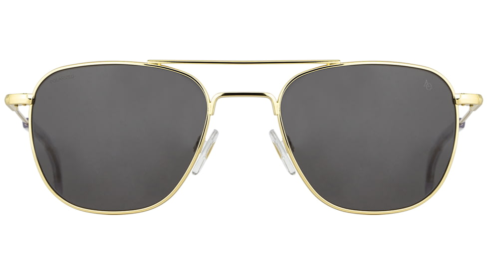 AO Original Pilot Sunglasses, Gold Frame, 57 mm Gray AOLite Nylon Lenses, Standard Temple, Polarized, 738921549789
