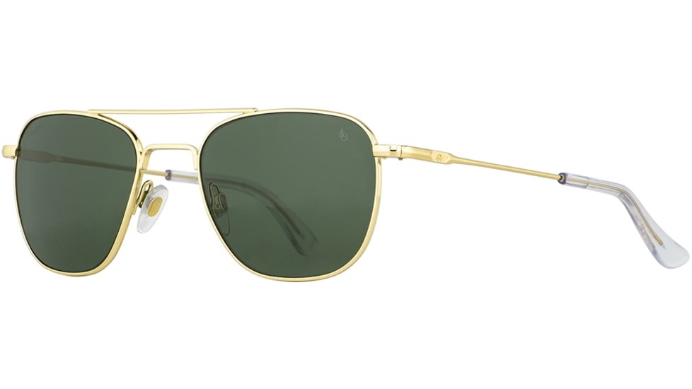 AO Original Pilot Sunglasses, Gold Frame, 52 mm Green SkyMaster Glass Lenses, Standard Temple, Polarized, 738921549369