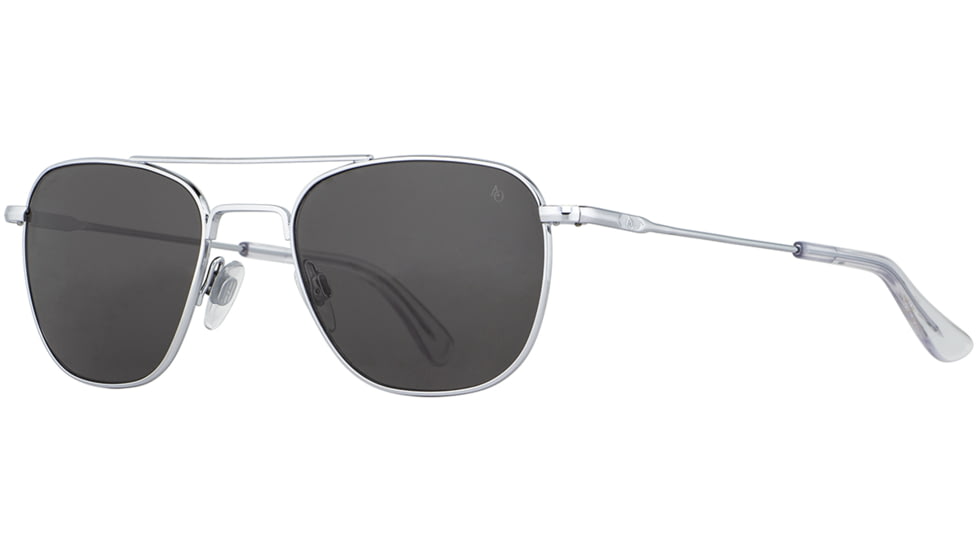 AO Original Pilot 2 Sunglasses, Silver Frame, Gray Nylon Polarized Lens, Standard Temple, 52-20-140, OP-252STCLGYN-P