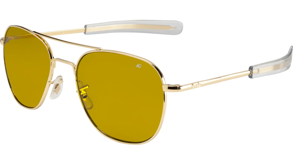 AO Original Pilot Sunglasses, Bayonet, Gold Frame, Yellow Lens, 52mm, 32281