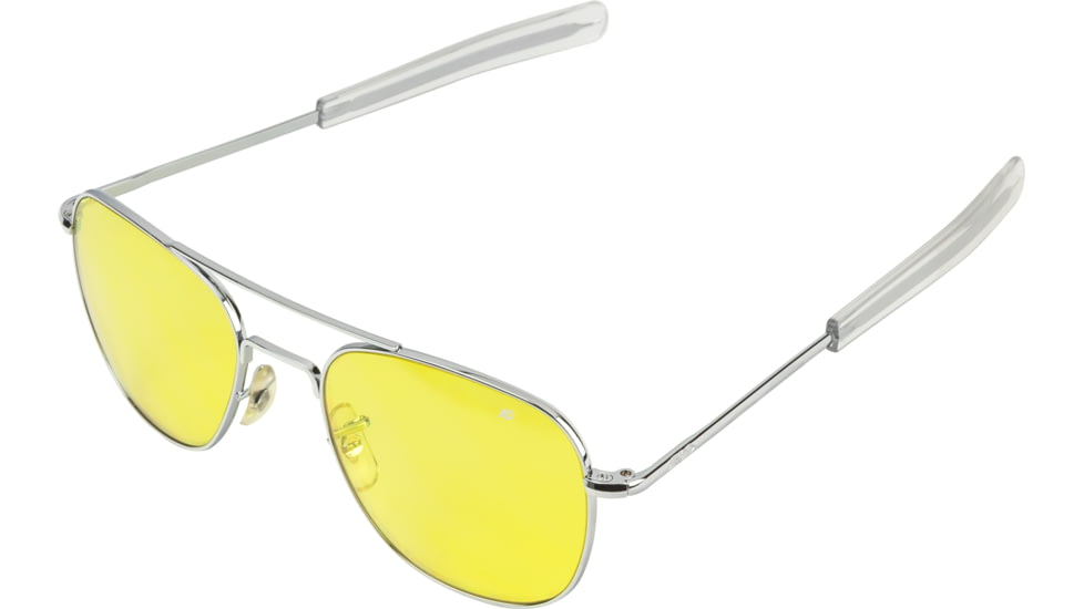 AO Original Pilot Sunglasses, Bayonet, Silver Frame, Yellow Lens, 57mm, 30254