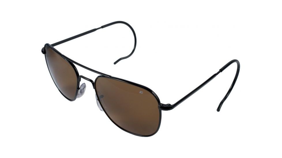 AO Original Pilot Sunglasses, Black, Comfort Cable, HC Amber Poly Lens, 52mm B-HCAP-CC-52