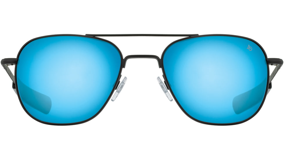AO Original Pilot Sunglasses, Black Frame, 52 mm SunFlash Blue Mirror AOLite Nylon Lenses, Bayonet Temple,738921564768
