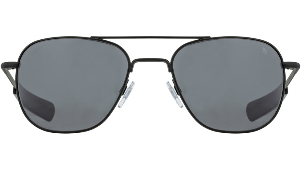 AO Original Pilot Sunglasses, Black Frame, 57 mm True Color Gray AOLite Nylon Lenses, Bayonet Temple, Polarized, 738921562238