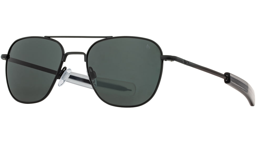 AO Original Pilot Sunglasses, Black Frame, 52 mm True Color Gray SkyMaster Glass Lenses, Bayonet Temple,738921562139