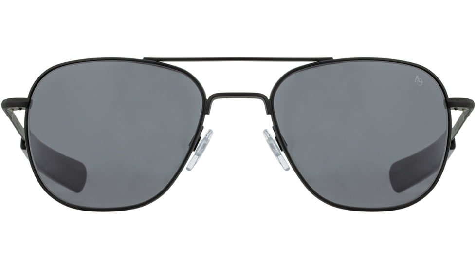 AO Original Pilot Sunglasses, Black Frame, 52 mm True Color Gray SkyMaster Glass Lenses, Bayonet Temple,738921562139