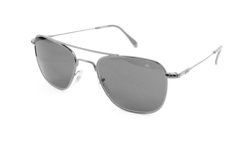 AO Original Pilot Sunglasses, Chrome, CC Gray Poly Lens, Wire Spatula, 52mm, Polarized MC-PCCP-WS-52