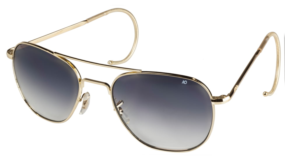 LENGTH=102-#####-AO Original Pilot Sunglasses, Comfort Cable, Gold Frame, Polycarbonate Gradient Grey Lens, 57mm, 32477