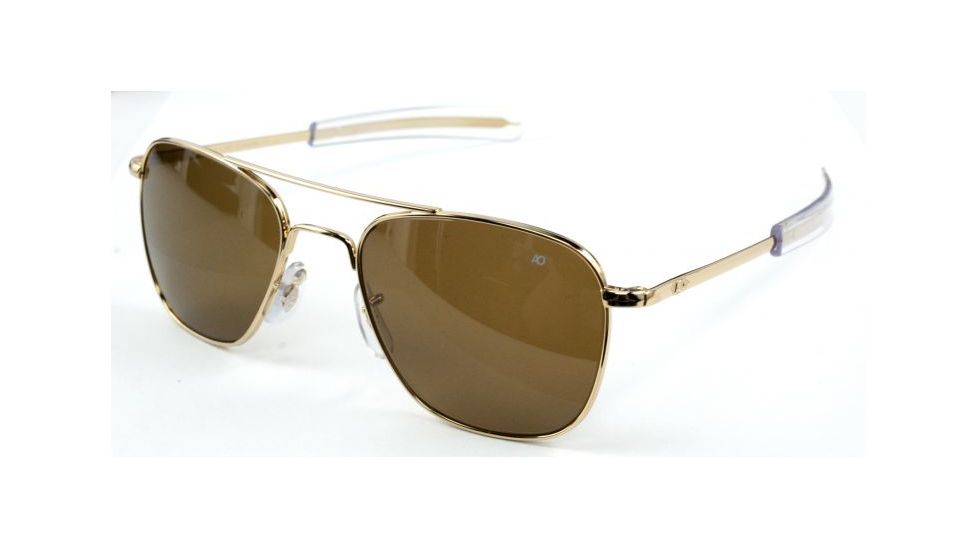AO Original Pilot Sunglasses, Bayonet, Gold Frame, Amber Glass Lens, 57mm, 30170