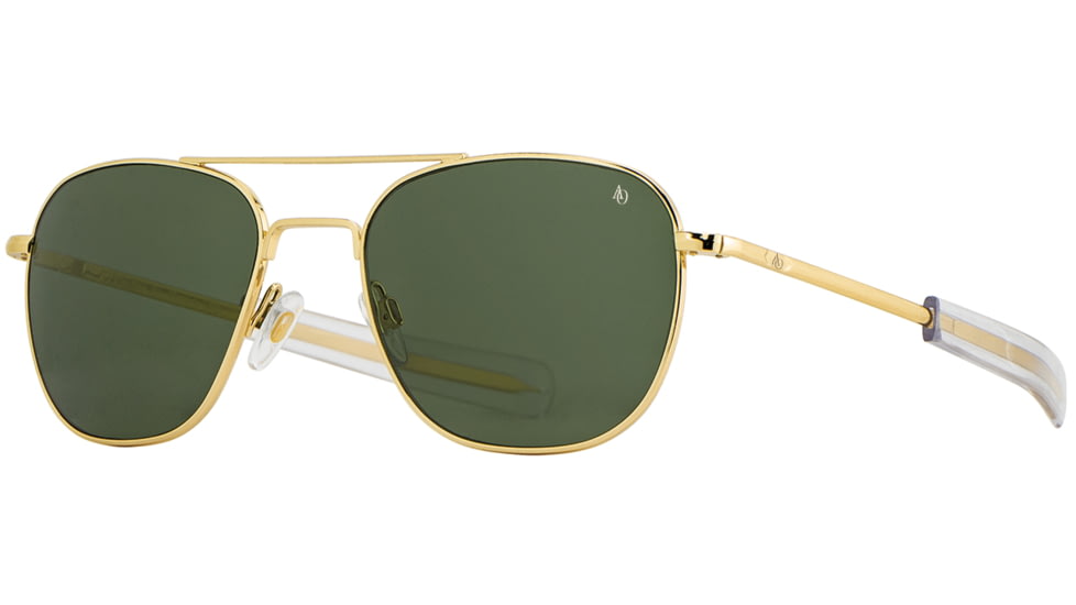 AO Original Pilot Sunglasses, Gold Frame, 57 mm Calobar Green AOLite Nylon Lenses, Bayonet Temple,738921549642