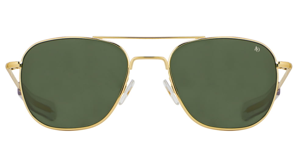 AO Original Pilot Sunglasses, Gold Frame, 57 mm Calobar Green AOLite Nylon Lenses, Bayonet Temple,738921549642