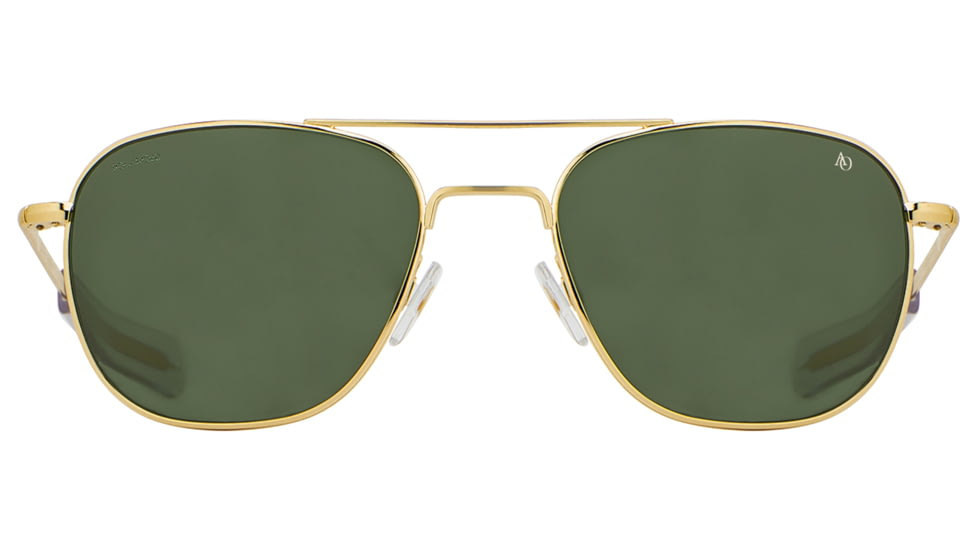 AO Original Pilot Sunglasses, Gold Frame, 55 mm Calobar Green AOLite Nylon Lenses, Bayonet Temple, Polarized, 738921549475
