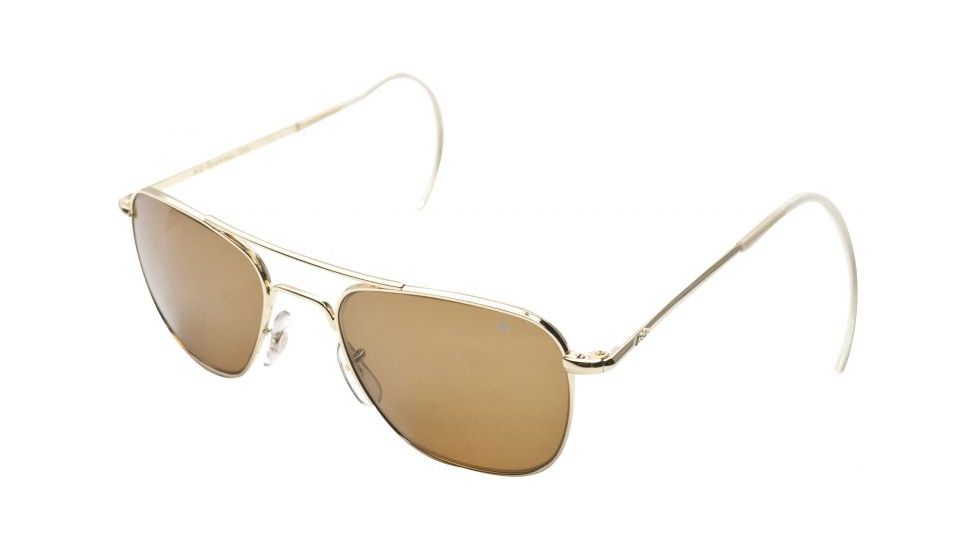 AO Original Pilot Sunglasses, Gold, Comfort Cable, Brown Glass Lens, 57mm, Polarized G-CBPG-CC-57