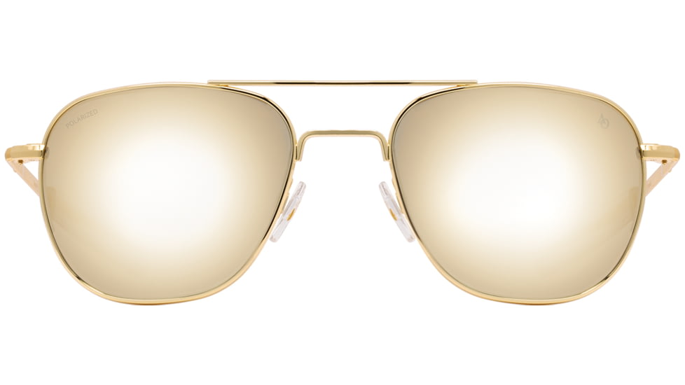 AO Original Pilot Sunglasses, Gold Frame, 57 mm SunFlash Gold Mirror AOLite Nylon Lenses, Bayonet Temple, Polarized, 738921564614