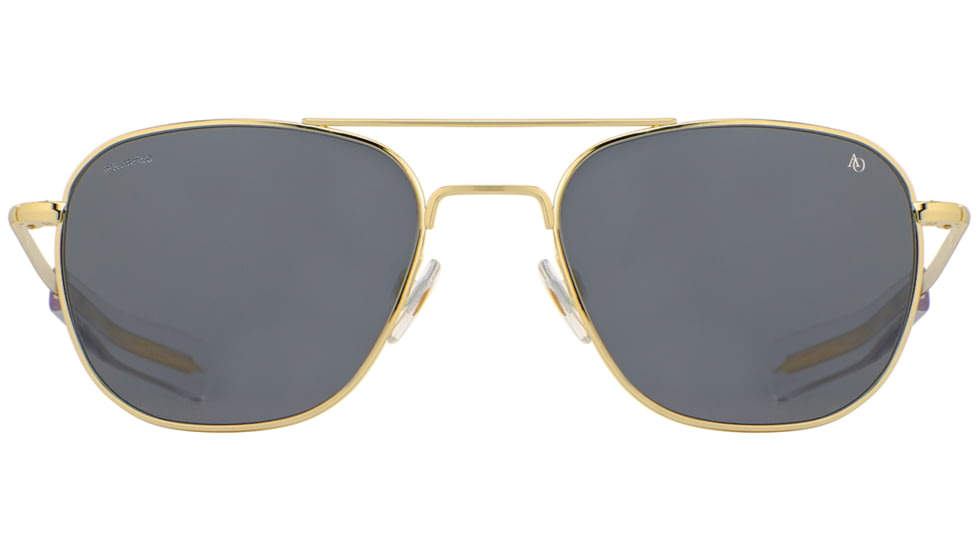 AO Original Pilot Sunglasses, Gold Frame, 55 mm True Color Gray AOLite Nylon Lenses, Bayonet Temple, Polarized, 738921549512