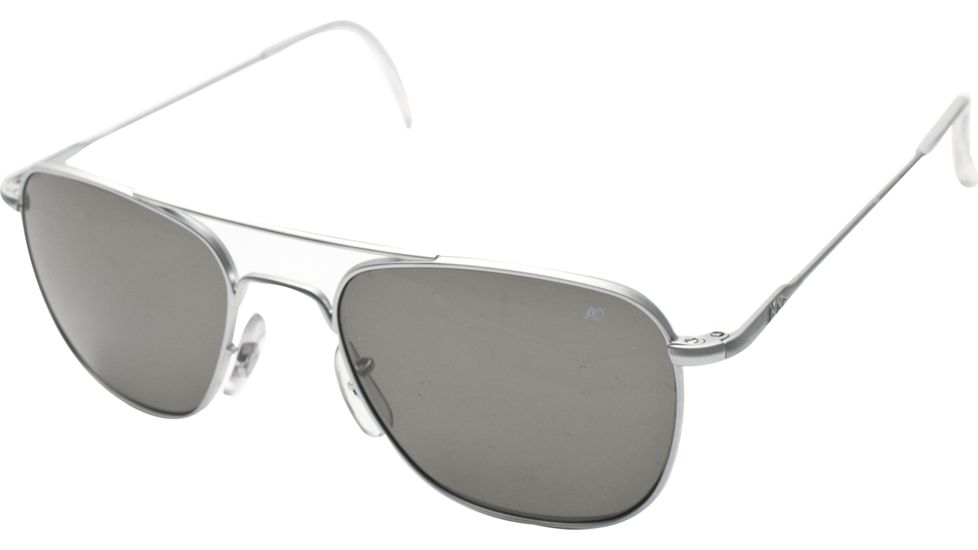 Ao Original Pilot Sunglasses Matte Chrome Wire Spatula Grey Glass Lens 52mm Polarized Mc Tcgpg Ws 52