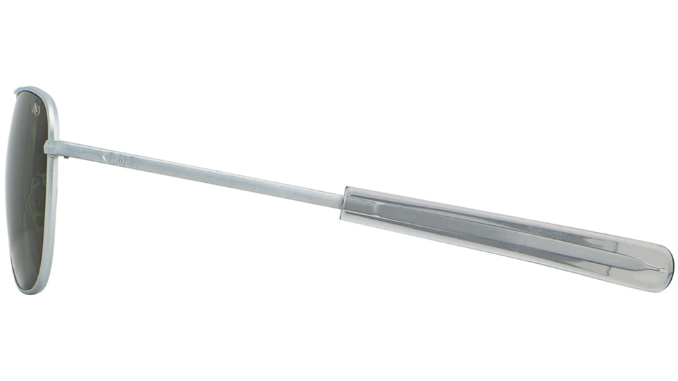 AO Original Pilot Sunglasses, Matte Silver Frame, 57 mm Calobar Green AOLite Nylon Lenses, Bayonet Temple,738921550327