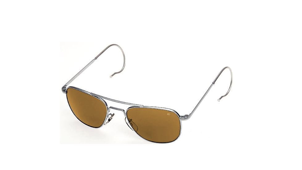 AO Original Pilot Sunglasses, Silver, Comfort Cable, Brown Glass Lens, 55mm S-CBPG-CC-55