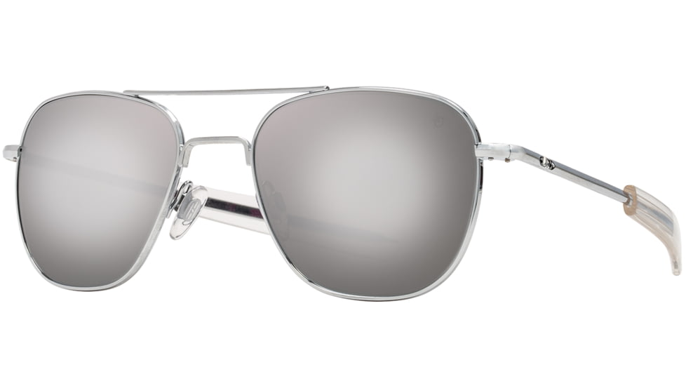 AO Original Pilot Sunglasses, Silver Frame, 52 mm SunFlash Silver Mirror AOLite Nylon Lenses, Bayonet Temple,738921564645