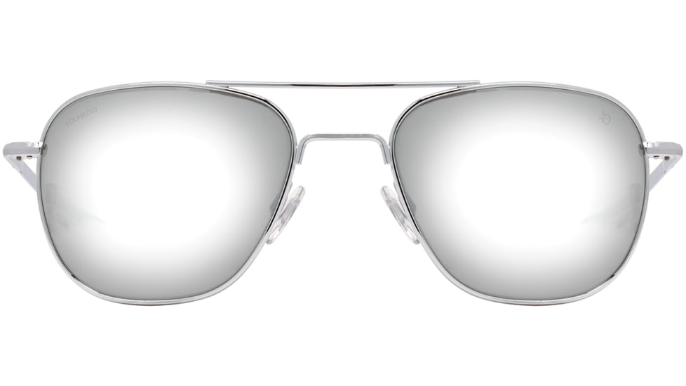 AO Original Pilot Sunglasses, Silver Frame, 52 mm SunFlash Silver Mirror AOLite Nylon Lenses, Bayonet Temple, Polarized, 738921564652
