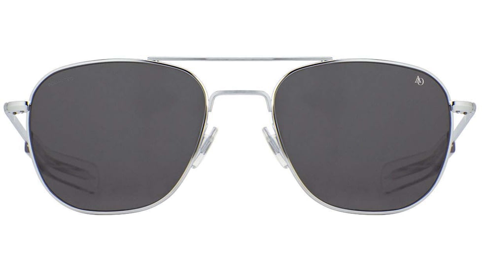 AO Original Pilot Sunglasses, Silver Frame, 55 mm True Color Gray AOLite Nylon Lenses, Bayonet Temple, Polarized, 738921549932