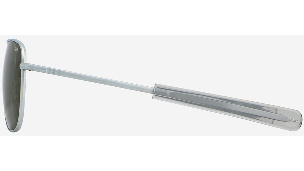 AO Original Pilot Sunglasses, Silver Frame, Calobar Green AOLite Nylon Lenses, Bayonet Temple, 55-20-140, OP-255BTCLGNN