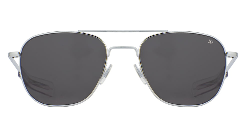 AO Original Pilot Sunglasses, Silver Frame, 57 mm True Color Gray AOLite Nylon Lenses, Bayonet Temple,738921550020