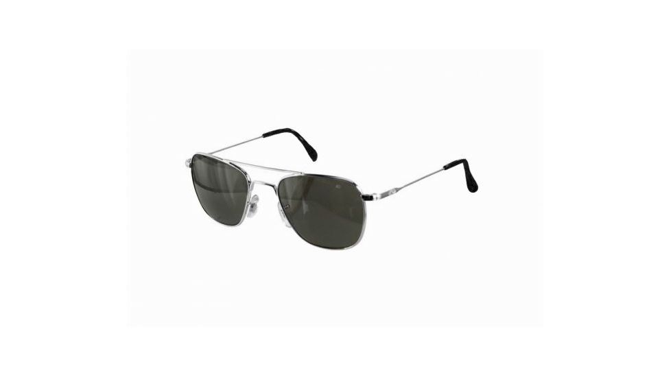 AO Original Pilot Sunglasses, Silver, Wire Spatula, Gray Glass Lens, 52mm S-TCG-WS-52 
