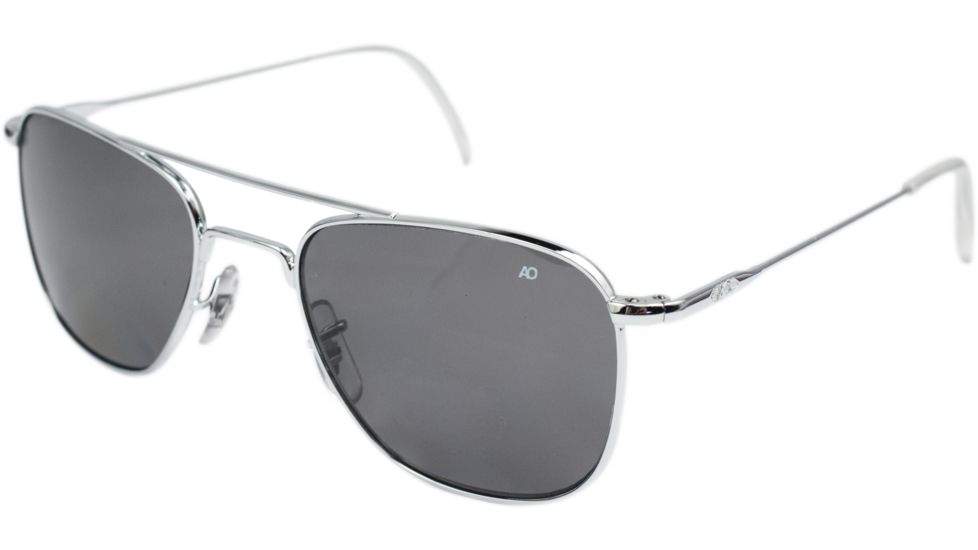 Ao Original Pilot Sunglasses Silver Wire Spatula Gray Poly Lens 52mm Polarized S Pccp Ws 52