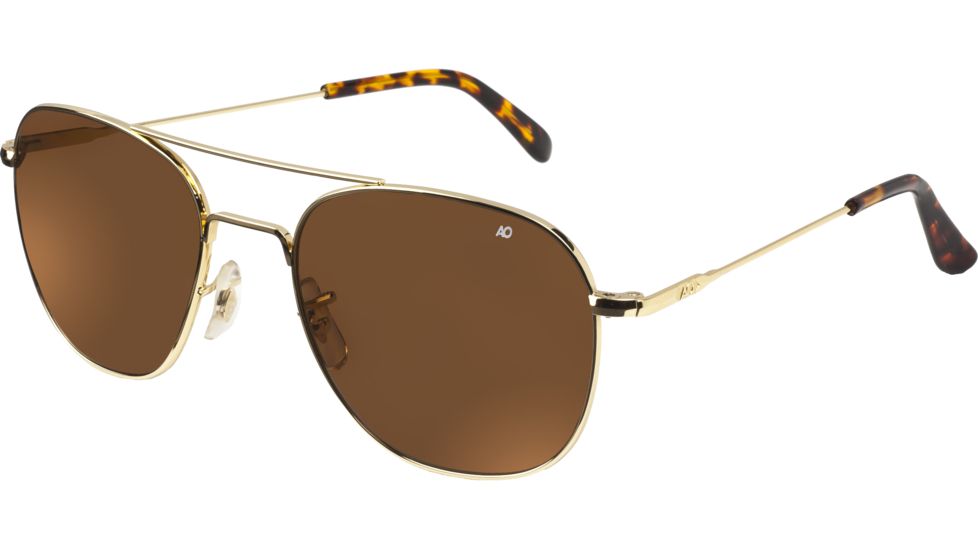 AO Original Pilot Sunglasses, Wire Spatula, Gold Frame, HC Amber Poly Lens, Polarized, 55mm, 32252