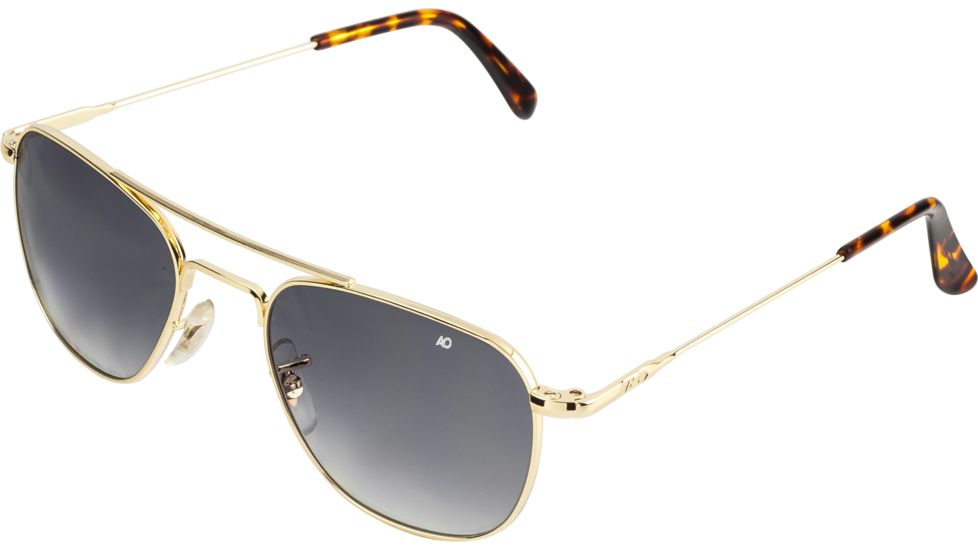 AO Original Pilot Sunglasses, Wire Spatula, Gold Frame, Polycarbonate Gradient Grey Lens, 52mm, 30020