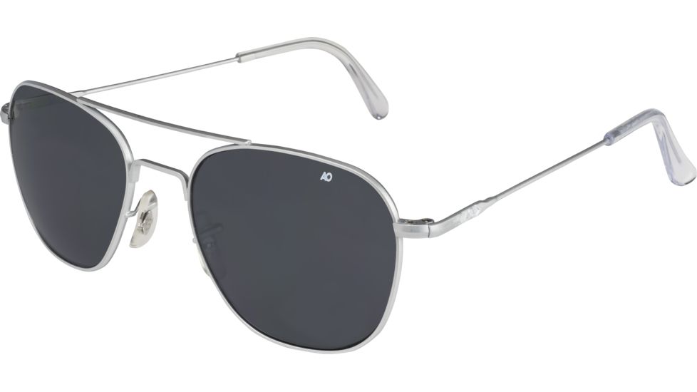 AO Original Pilot Sunglasses, Wire Spatula, Matte Chrome Frame, CC Gray Poly Lens, Polarized, 55mm, 32239