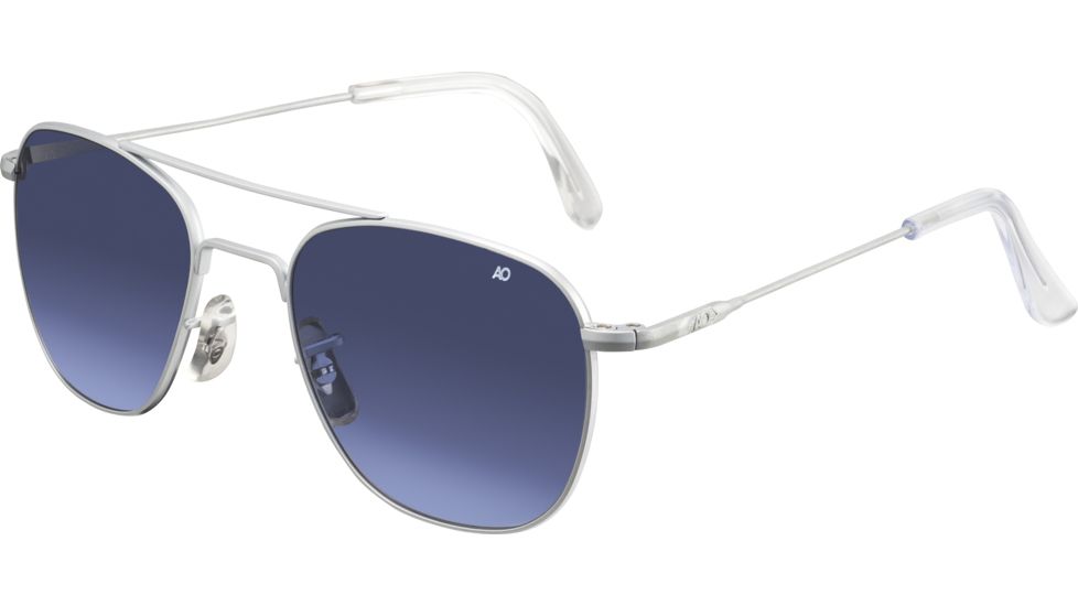 AO Original Pilot Sunglasses, Wire Spatula, Matte Chrome Frame, Polycarbonate Gradient Blue Lens