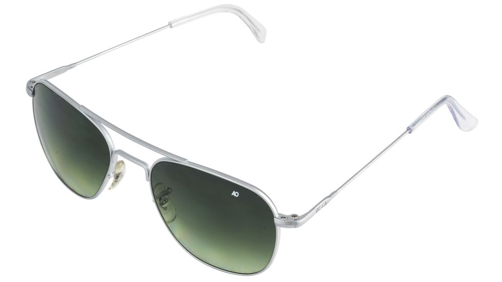 AO Original Pilot Sunglasses, Wire Spatula, Matte Chrome Frame, Polycarbonate Gradient Green Lens, 57mm, 30276