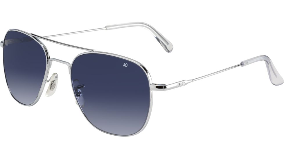 AO Original Pilot Sunglasses, Wire Spatula, Silver Frame, Polycarbonate Gradient Blue Lens, 55mm, 32348