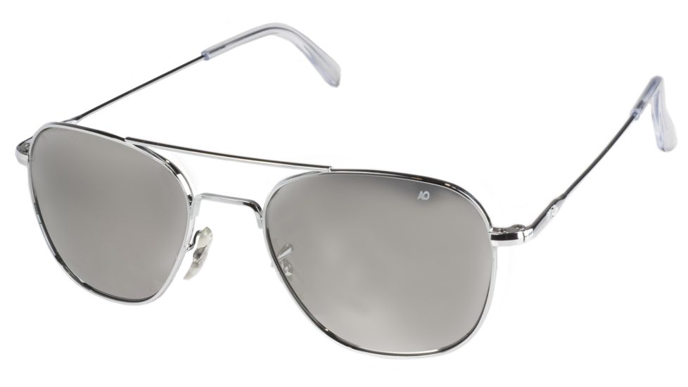 AO Original Pilot Sunglasses, Wire Spatula, Silver Frame, Silver Mirror Lens, 52mm, 32274