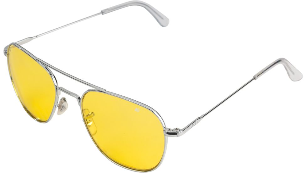 AO Original Pilot Sunglasses, Wire Spatula, Silver Frame, Yellow Lens, 57mm, 30258