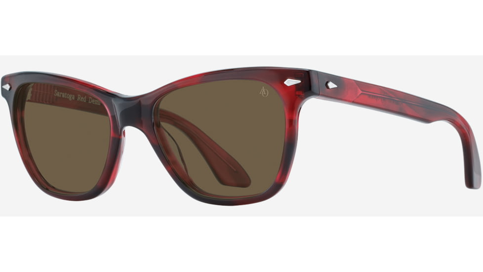 AO Saratoga Sunglasses, Red Demi Frame, Cosmetan Brown AOLite Nylon Lenses, 52-19-145, SAR752ST--BNN