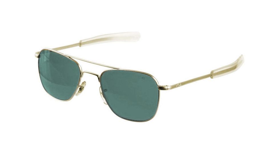 Open Box, Dealer Demo, AO Original Pilot Sunglasses, Bayonet, Gold Frame, Green Glass Lenses, 52mm, 32192